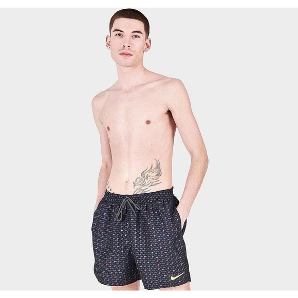 MEN'S NIKE SWOOSH ALL-OVER PRINT 5- INCH SWIM SHORTS SIZE XXL - Picture 1 of 5